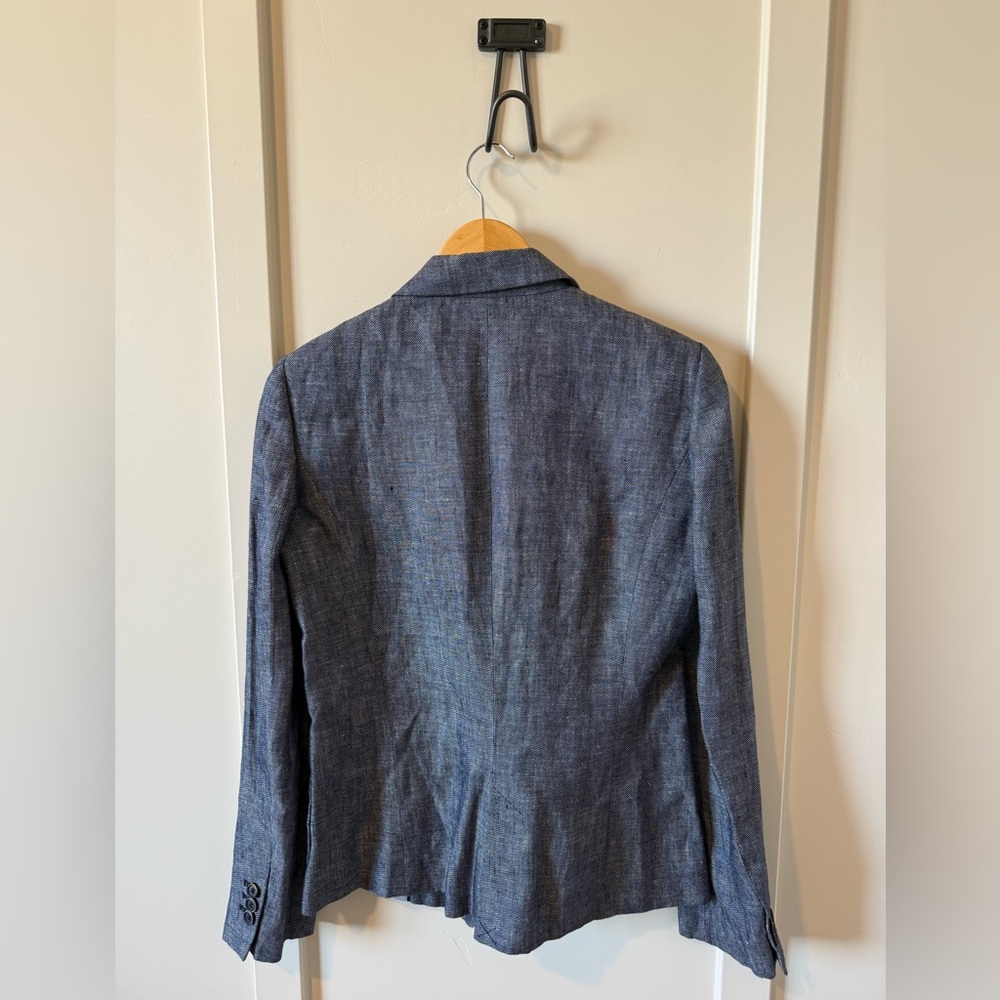 Zara blazer women Size Medium - Excellent Condition- Blue And White Linen - Picture 3 of 9